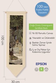 Resim Duvar Halısı Pinterest Oda Dekoru, Monet Sanat Serisi, 100cm Kanvas Flama Askılı Duvar Örtüsü NO:626 - Renkli - 4 / 30 x 100 