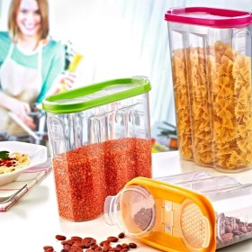 Resim İsmiyle Al 2 Kapaklı Ölçekli Erzak Kuru Gıda Saklama Kutusu Kabı - 1,7 Litre - SA935 (5047) 