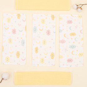 Resim 5'li Omuz Mendili Set - Sarı Muslin - Sarı Bulut 