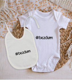 Resim Bitmeyenkartus Bk Kids Bezdum Tasarımlı Bebek Body Zıbın Ve Mama Önlüğü Hediye S Beyaz 