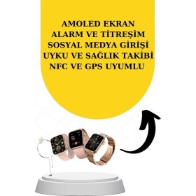 Resim Nemere Bileklikli Amoled Ekran Akıllı Saat ve Dijital Göstergeli Kablosuz Bluetooth Kulaklık Anc/ Enc N 