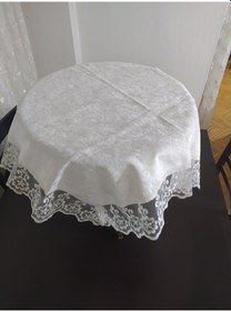 Resim Fiskos Örtüsü Kadife Kumaş Dantel Kenar 