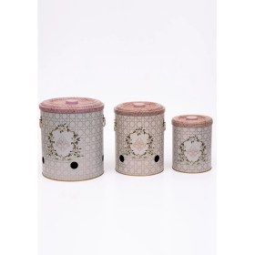 Resim 3'lü Metal Sebze Kovası Seti, Patates, Soğan, Sarımsaklık, Pratik Sepet 