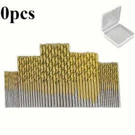 Resim 50 Adet Titanyum Kaplamalı Yüksek Hız Çelik Matkap Ucu Seti, 100 Ülkede Kullanılabilir Düz Spiral, Dairesel Şaftlı Twist Matkap Ucu, Ahşap, Metal ve Plastik Delme için Dayanıklı Çelik Malzeme ile Çoklu Boyutlar Aile Hediyesi 