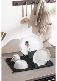 Resim Premium Katlanabilir Mikrofiber Bulaşıklık Seti Antrasit - Tezgah Üstü Kurulama Matı 36x60 Cm Çok Renkli 