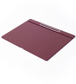 Resim Deri Kapaklı Masa Sümeni Bordo Krom Detaylı 50x35cm 