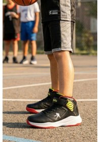 Resim In Step Kevill Erkek Çocuk Siyah Kırmızı Basketbol Ayakkabısı - Kaymaz Tabanlı Kids Bot 