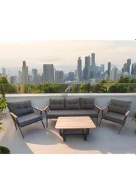 Resim Pimango Pilocca Bahçe Ve Balkon Mobilyası Antrasit 3+1+1 Sehpalı Antrasit 
