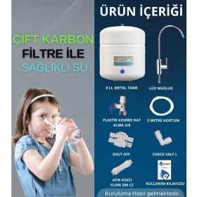Resim Evora 8 Lt. Metal Tanklı Çift Karbonlu Kapalı Kasa Pompasız Su Arıtma Cihazı 