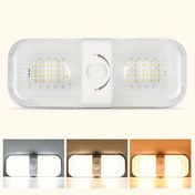 Resim Boatshop1 Rv İç Aydınlatma Işığı 1700 Lümen 3 Renkli 12v Led Bir Paket Süper Parlak 120 Led Kubbe Işık Karavan Kamp Arabası Araç Römork Tekne İçin Kristal Panel Sıcak Soğuk Doğal Işık 