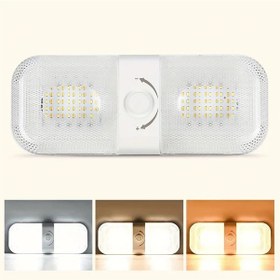 Resim Boatshop1 Rv İç Aydınlatma Işığı 1700 Lümen 3 Renkli 12v Led Bir Paket Süper Parlak 120 Led Kubbe Işık Karavan Kamp Arabası Araç Römork Tekne İçin Kristal Panel Sıcak Soğuk Doğal Işık 