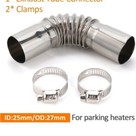 Resim Tongdashop 25mm Egzoz Dirseği Webasto Eberspacher Isıtıcı Kelepçeli Gümüş Renk 