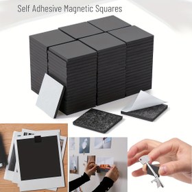 Resim 100'lü Paket Kendinden Yapışkanlı Mini Kare Mıknatıslar, Çok Amaçlı Yapıştır ve Çıkar Manyetik Noktalar, Notlar ve Fotoğraflar için Esnek Yapışkan Mıknatıslar 