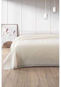 Resim %100 Pamuk Çift Kişilik Kopanaki Dantelli Waffle Pike-210x230 Cm-krem Krem Krem 