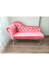 Resim Dekoratif Bihter Koltuk Josefin Puf 120 Cm Gümüş Ayak Pembe 