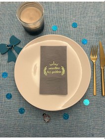 Resim Gold Yaldızlı Kraft Sünnetime Hoşgeldiniz Baskılı Garson Katlama Peçete 16 Adet 