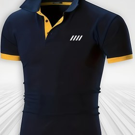 Resim Erkekler için siyah ve beyaz geometrik desenli hafif nefes alan kumaş, kısa kollu, golf, günlük ve iş kıyafetleri için düzenli fitli kırmızı polo shirt - Yetişkinler için mükemmel hediye, golf kıyafeti, şık düğmeli yaka, rahat cilt dostu malzeme 