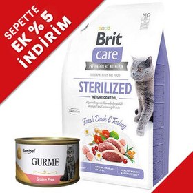 Resim Brit Care Sterilised Ördek ve Hindi Tahılsız Kısırlaştırılmış Kedi Maması 7 Kg + 4 Adet 85 Gr Yaş Mama 