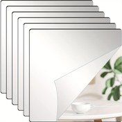 Resim Tam Boy HD Akrilik Ayna Karoları, 2mm Kalınlık, Kendinden Yapışkanlı & Su Geçirmez, Matkap Gerektirmeyen Esnek Plastik Ayna Panelleri Yatak Odası, Banyo ve Ev Dekoru için - Modern Kare Stil 