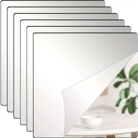 Resim Tam Boy HD Akrilik Ayna Karoları, 2mm Kalınlık, Kendinden Yapışkanlı & Su Geçirmez, Matkap Gerektirmeyen Esnek Plastik Ayna Panelleri Yatak Odası, Banyo ve Ev Dekoru için - Modern Kare Stil 