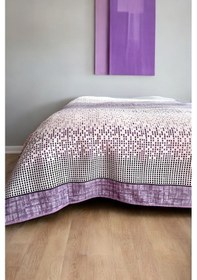 Resim Alla Turca Çift Kişilik Modern Mozaik Desenli Pike Lila 200x240 Cm %100 Pamuk Lila 