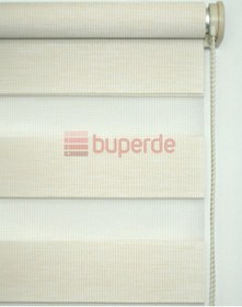 Resim Buperde Ekru (Açık Krem) Eko Bambu Zebra Stor Perde 