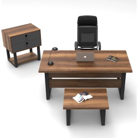 Resim L'occi Concept March ABC Metal Ofis Masa Sehpa Keson Büro 3'lü Masa Takımı Barok-Antrasit Gri 