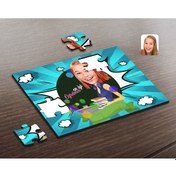 Resim Kişiye Özel Kadın En Iyi Öğretmen Karikatürlü Ahşap Puzzle-1 