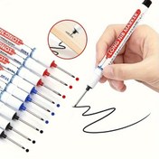 Resim 4 adet Uzun Uçlu Marker Kalem Seti - Kuru Yağ Bazlı Derin Delik İşaretleri Kırmızı, Siyah, Yeşil ve Mavi Mürekkep ile - Banyo Dekorasyonu ve Çok Yönlü Kullanım için Dayanıklı Plastik Gövde, Banyo Dekorasyonu Temelleri | Cesur Yazma Deneyimi | Hassas Uçlu İşaretler, Banyo Dekoru ve Aksesuarları 