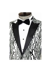 Resim Wessi Slim Fit Zebra Desen Erkek Smokin Ceket - Beyaz 