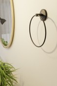Resim Milenay Siyah Ekonomik Montajlı Yuvarlak Havluluk, Banyo Havlu Askısı 