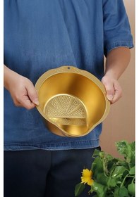 Resim Morponi Çok Amaçlı Pirinç Meyve Makarna Sebze Süzgeci Paslanmaz Çelik Süzgeç Gold Gold 