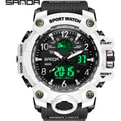 Resim Hanyang Beyaz Siyah Hareketi Sanda Lüks Marka Erkek Saatler 50 M Su Geçirmez Spor Askeri Izle Dijital Kuvars Kol Saati Erkek Relogio Masculino 3169 (Yurt Dışından) 