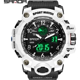 Resim Hanyang Beyaz Siyah Hareketi Sanda Lüks Marka Erkek Saatler 50 M Su Geçirmez Spor Askeri Izle Dijital Kuvars Kol Saati Erkek Relogio Masculino 3169 (Yurt Dışından) 