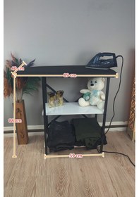 Resim İyimi Ekinezya Smart Fix Dolaplı Raflı Sabit Ütü Masası Siyah 