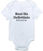 Resim Genel Markalar Unisex Bebek Beni Siz Delirttiniz Baskılı Body Zıbın 