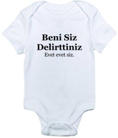 Resim Genel Markalar Unisex Bebek Beni Siz Delirttiniz Baskılı Body Zıbın 