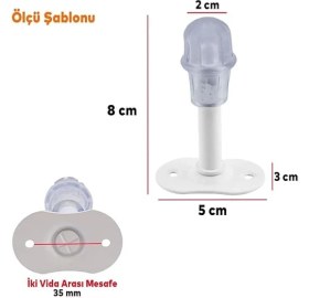 Resim Royal Rain Store Kapı Stoperi Beyaz 8 cm Metal Kapı Tamponu Durdurucu Tutucu Kapı Stopu Silikonlu 5 Adet 