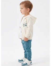 Resim Toontoy Kids Toontoy Erkek Çocuk 3'lü Eşofman Takımı Uzun Kollu Bisiklet Yaka Nakışlı T-shirt - Kapüşonlu Fermuarlı Hırka- Beli Paçası Lastikli Eşofman Altı 25052 Mavi 