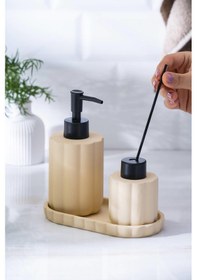 Resim Acar Vega Bej 3 Parça Banyo Seti Bej 