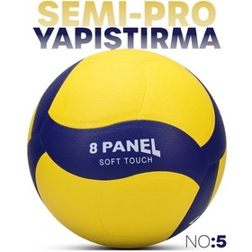 Resim Semi-pro Voleybol Topu Lamineli Beton Zemin Softtouch İç-dış Mekana Uygun 8 Panel Sarı-mavi Gsv101 Mavi 