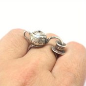Resim Antika Stil Kadınlar için 6-10 Numaralar arası Tek Bantlı Vintage Bohemian Çaydanlık Tasarım Alaşım Yüzük - Kaplamasız Tek Bantlı Antika Stil Mücevher Hediye 