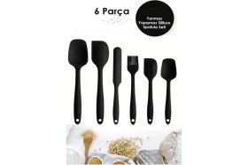 Resim Feyza Design 6'lı Mutfak Silikon Pasta ve Yumurta Fırça, Kaşık, Bıçak, Spatula Seti 