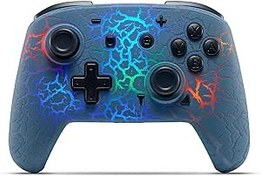 Resim Switch Controller with Hall Joystick, Wireless Switch Pro Controller for Switch/Switch Lite/Switch OLED, 8 Colors Adjustable LED Wireless Remote Gamepad with Unique Crack/Turbo/Motion Control(Grey) 