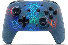 Resim Switch Controller with Hall Joystick, Wireless Switch Pro Controller for Switch/Switch Lite/Switch OLED, 8 Colors Adjustable LED Wireless Remote Gamepad with Unique Crack/Turbo/Motion Control(Grey) 