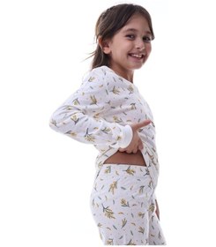 Resim Yumuşak Dokulu Kız Çocuk Bahar Desenli Pijama Takımı 100% Pamuk Konforu Çok Renkli 