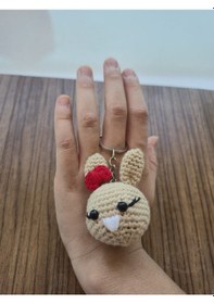 Resim Amigurumi Tavşan Anahtarlık Kahverengi - Siyah 