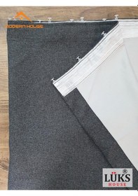 Resim Lüks Koyu Gri Blackout Keten Karartma Pilesiz Fon Perde Gri 