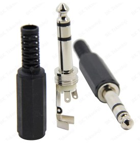 Resim 6.35MM 1/4 Inç Stereo Trs Erkek Fiş Lehim Tipi Plastik Konnektör 