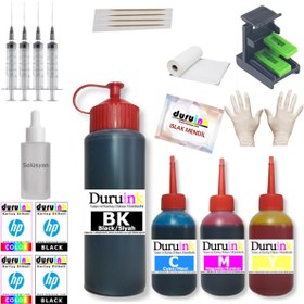 Resim Duruink Hp 3832 3833 3834 (302) Kartuş Dolum Seti 500 Ml Siyah+3X100 Ml Uyumlu Renkli Mürekkep 